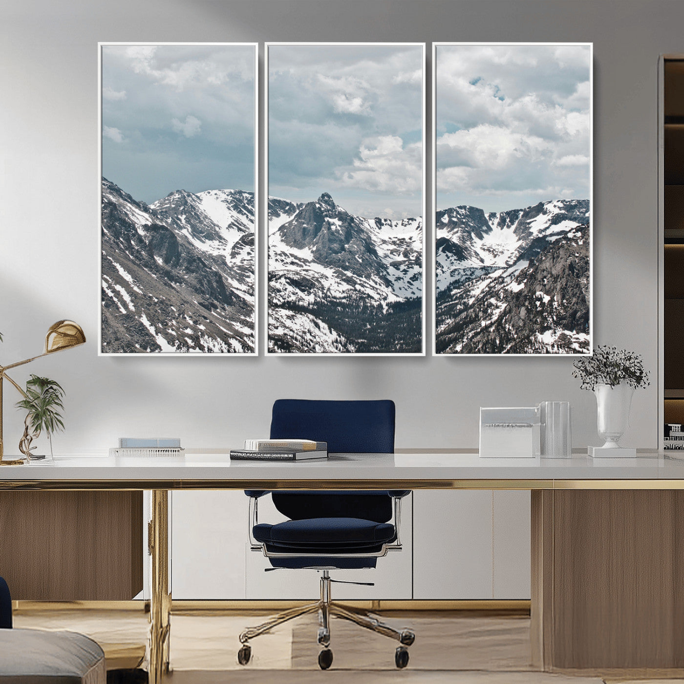 -Snowy Peaks Wall Art Canvas Print – Alpine Wilderness Mountain Escape Winter Serenity Artwork for Home, Office