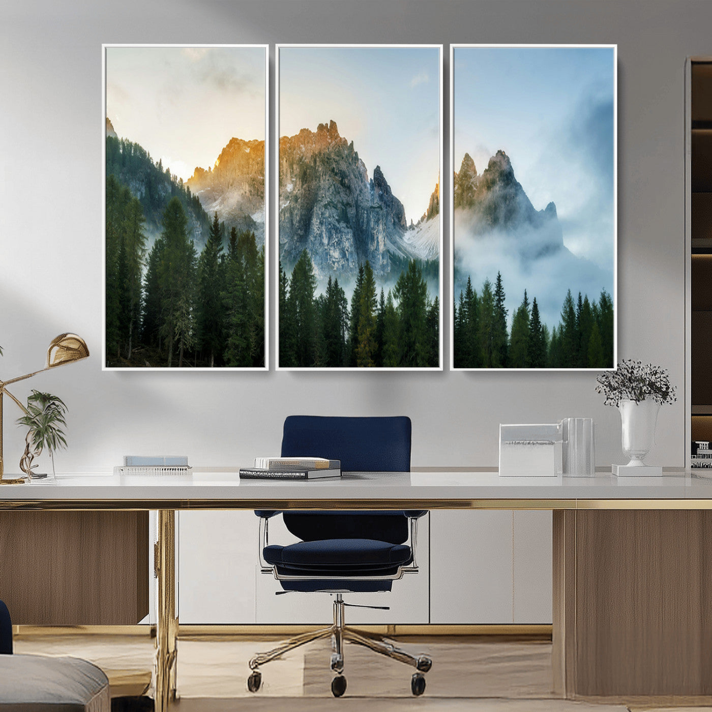 21145440-MGV-CV-36X24-Wilderness Wall Art Canvas Print – Misty Forest Nature Landscape Photography Rustic Scenic Artwork for Home, Office