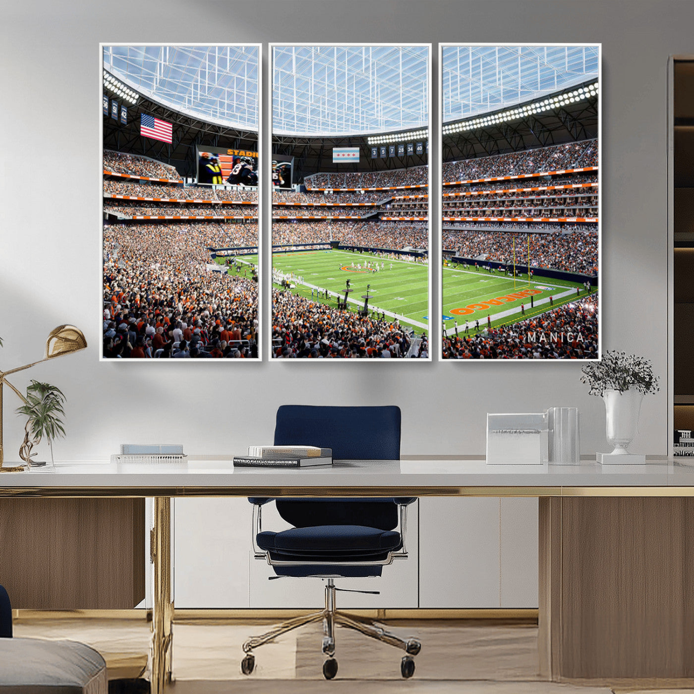 -Chicago Bears Soldiers Field Wall Art Canvas Print – Framed Football Stadium Artwork for Home, Office, Living Room