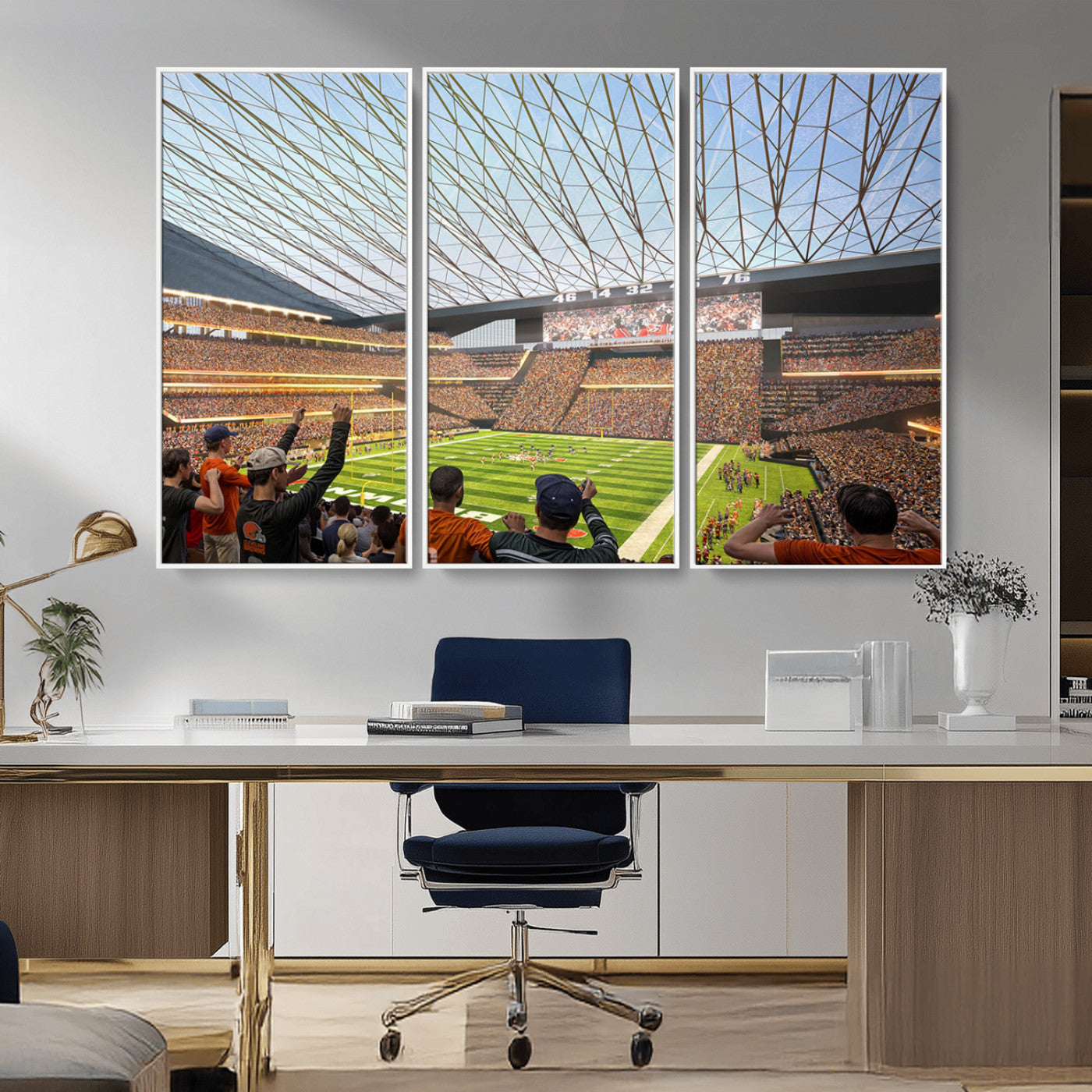 -Cleveland Browns Stadium Wall Art Canvas Print – Framed NFL Football Arena Artwork for Home, Office, Living Room