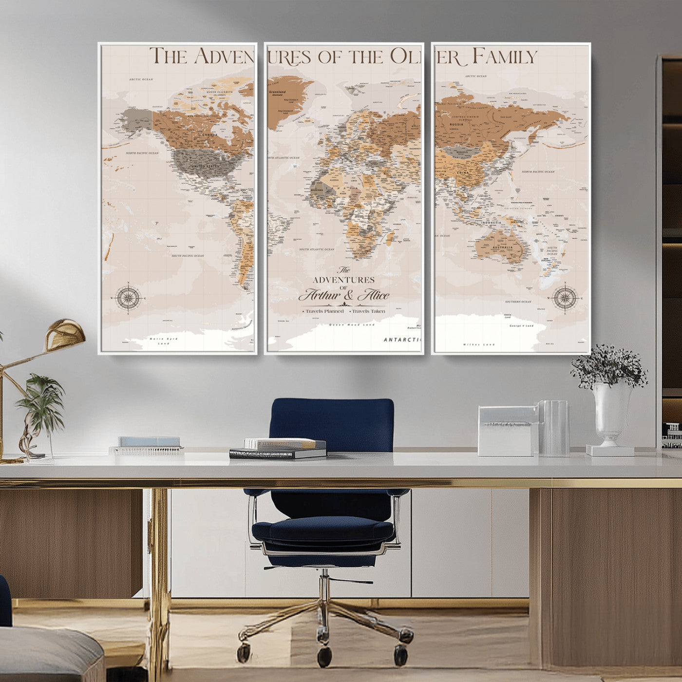 -Personalized Push Pin World Map Canvas – Custom Framed Travel Tracker Wall Art, Large Adventure Map with Pins for Home, Office