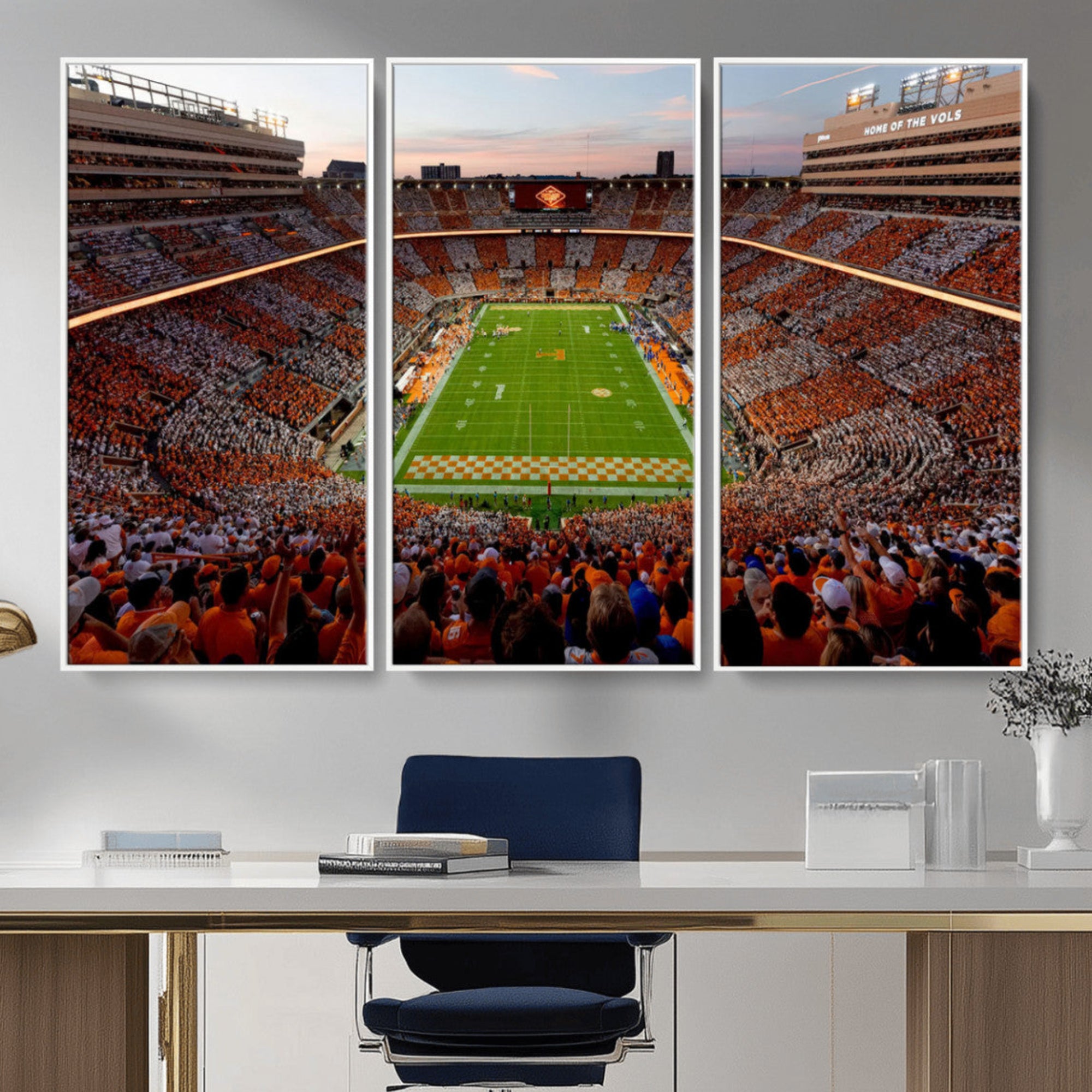 37160229-MGV-CV-48X32-3P-Tennessee Neyland Stadium Wall Art, Sports Arena Canvas Print, Panoramic Stadium Canvas Artwork for Home, Office