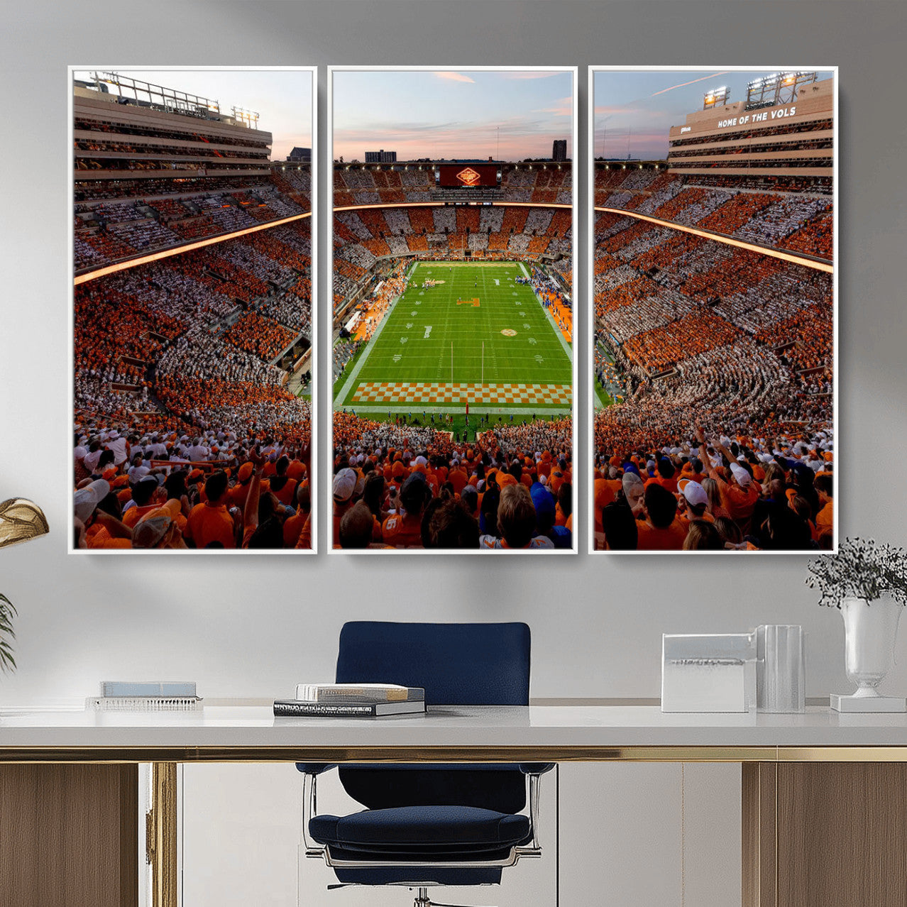 37160229-MGV-CV-36X24 - Tennessee Neyland Stadium Wall Art, Sports Arena Canvas Print, Panoramic Stadium Canvas Artwork for Home, Office