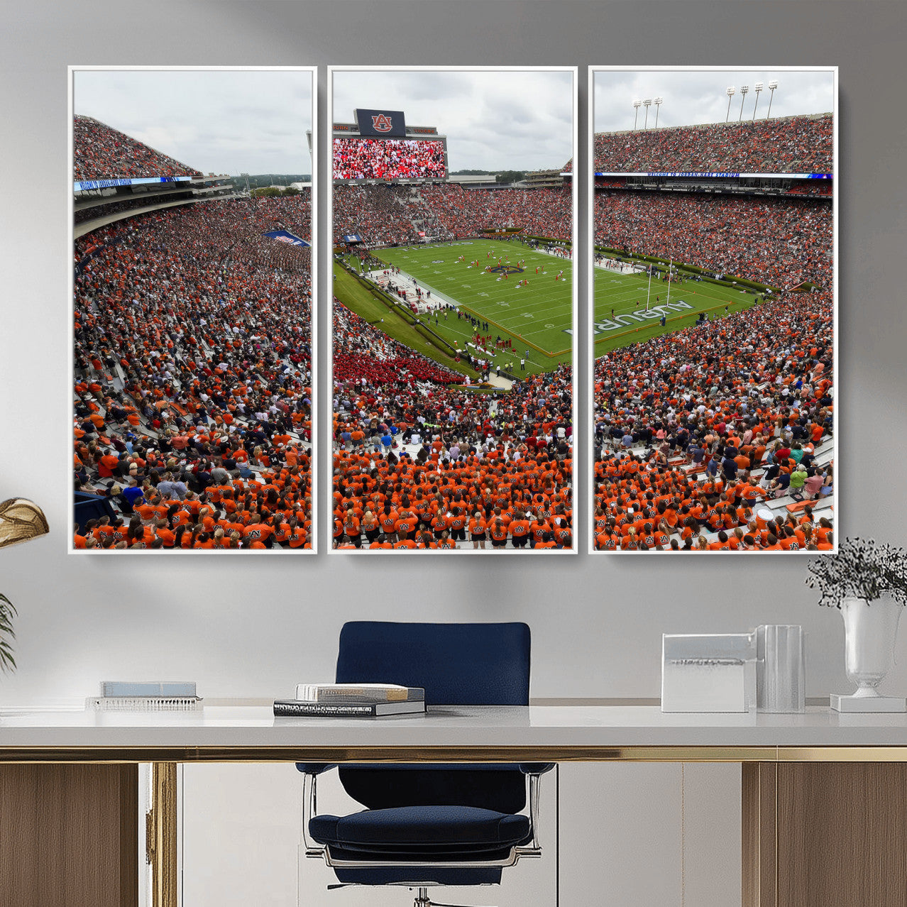 39597998-MGV-CV-36X24-Jordan-Hare Stadium Wall Art Canvas Print, College Sports Art for Man Cave or Game Room, Framed Alabama Football Decor