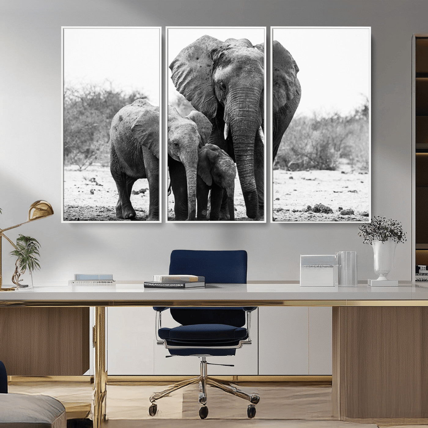 -Elephant Family Africa Wall Art Canvas Print