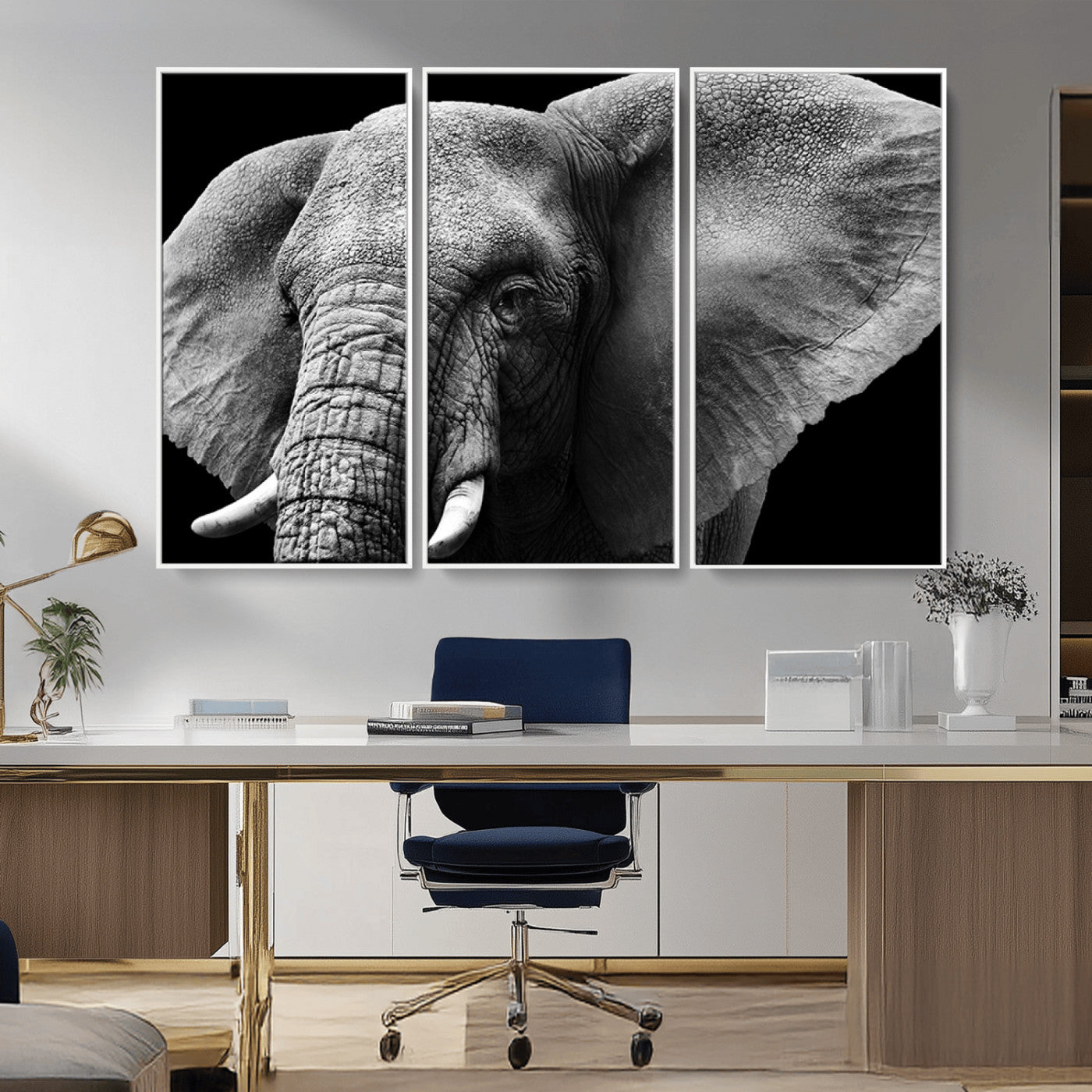 -Big Elephant Close Up Wall Art Canvas Print