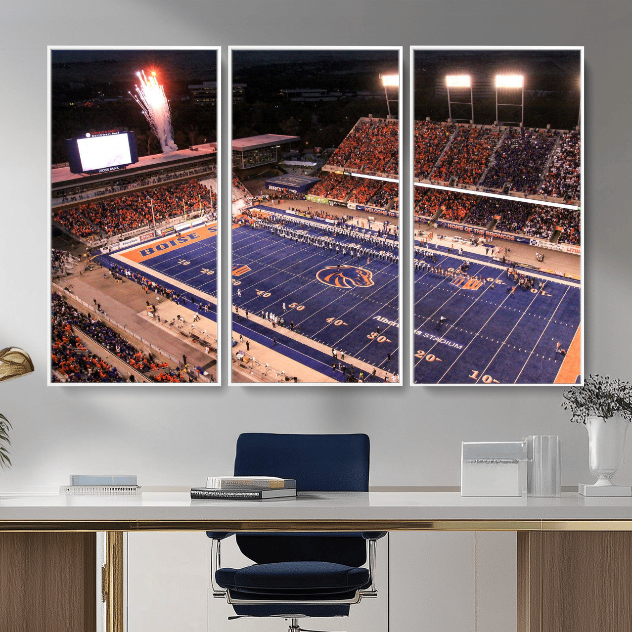58849575-MGV-CV-36X24 - Boise State Stadium Large Wall Art Canvas Print for Living Room Office Wall Decor