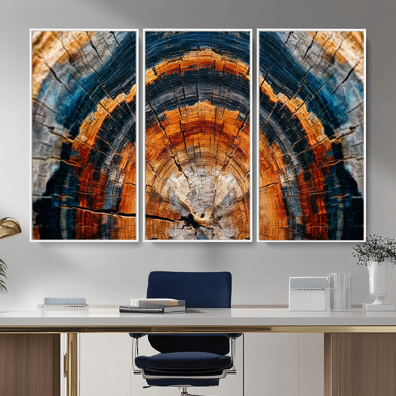 92693966N-MGV-CV-36X24 - Abstract Wood Grain Canvas Print, Tree Ring Pattern Wall Art, Framed Canvas Ready to Hang