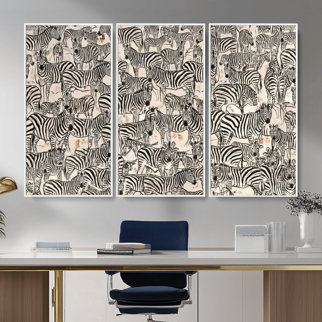 76453377-MGV-CV-36X24 - Farmhouse Animals Wall Art Canvas Print - Abstract Farm Animal Drawing Mid-Century Wall Art for Cabin Decor