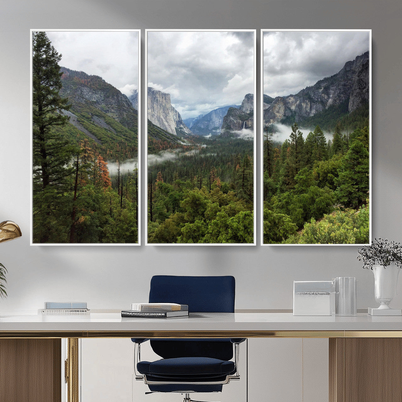 46168759-MGV-CV-36X24 - Yosemite Valley Wall Art Canvas Print, El Capitan Mountain Landscape Nature Wall Decor