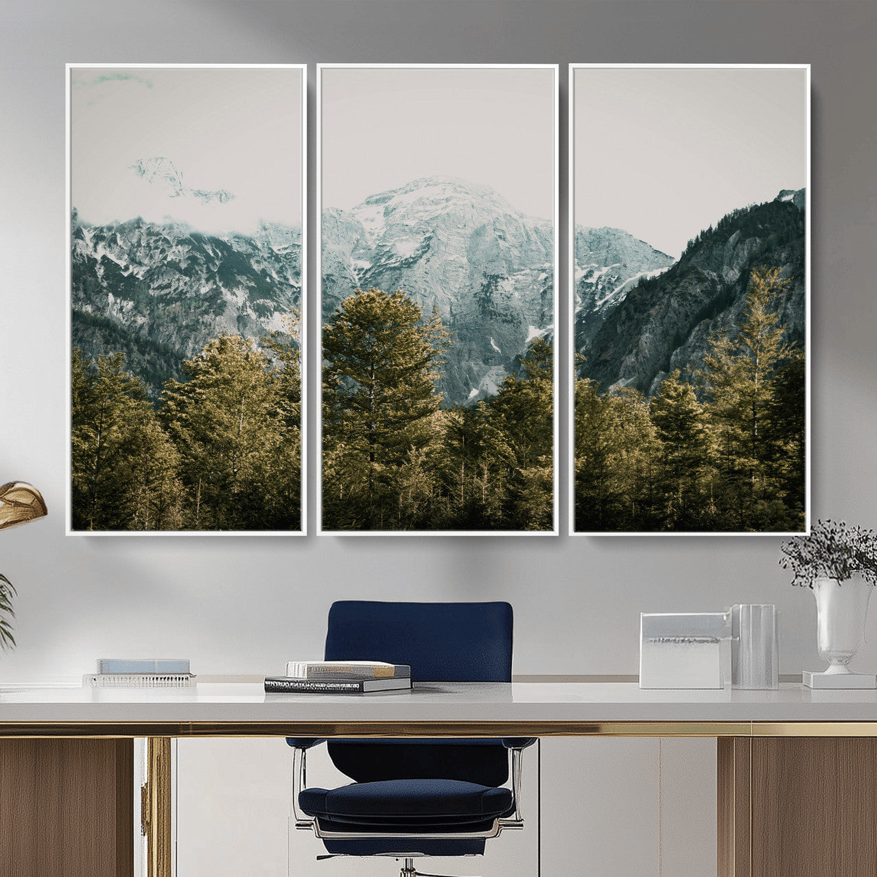 48479662-MGV-CV-36X24 - Mountain Forest Wall Art Canvas Print, Alpine Landscape Nature Photography, Moody Wilderness Wall Decor