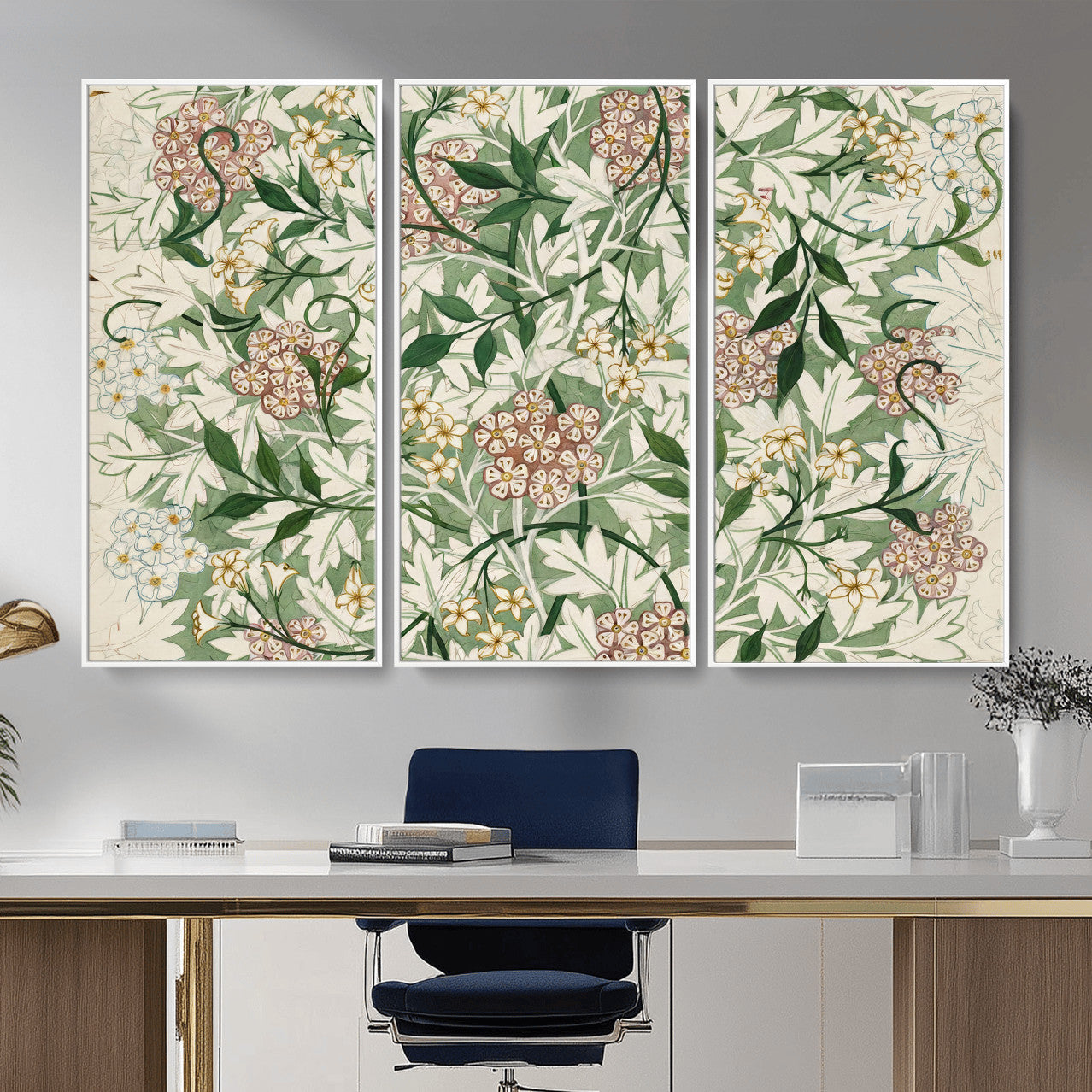 33560597-MGV-CV-36X24 - William Morris Jasmine 1872 Canvas Wall Art — Arts and Crafts Botanical Print | Vintage Green Floral Decor | Cottagecore Gift | Classic Art