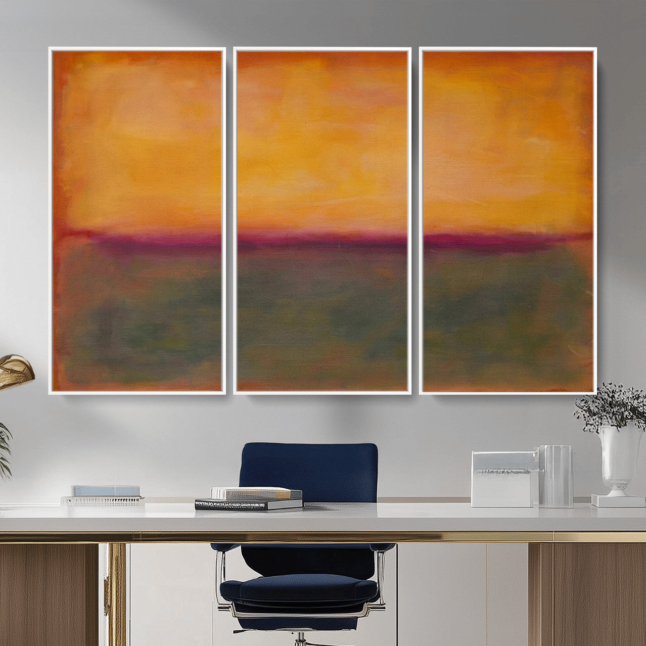 21628300-MGV-CV-36X24 - Abstract Color Field Wall Art Canvas Print, Framed Minimalist Horizon Artwork for Living Room Bedroom Office