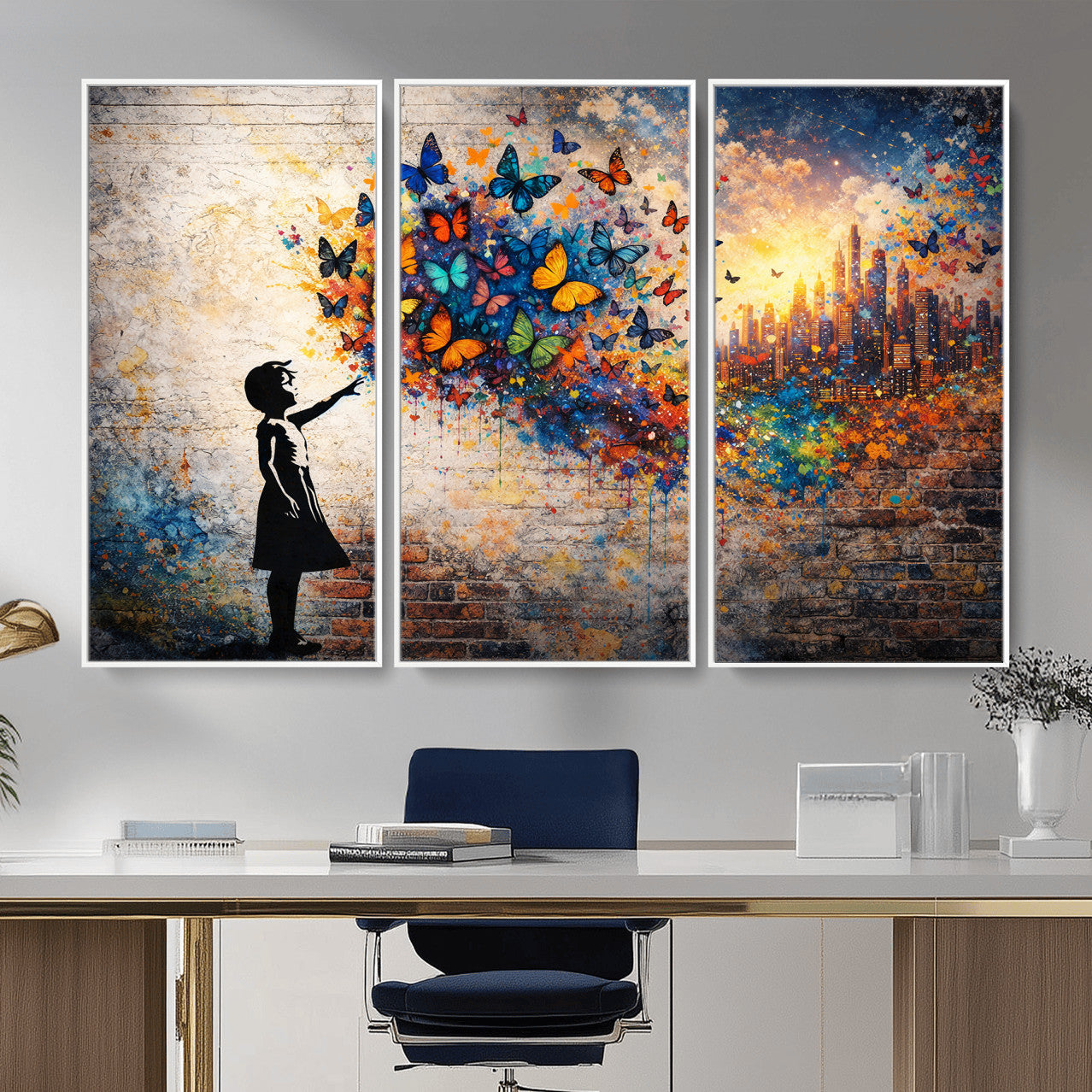 21540821-MGV-CV-36X24 - Banksy Girl Wall Art Canvas Print for Living Room Decor