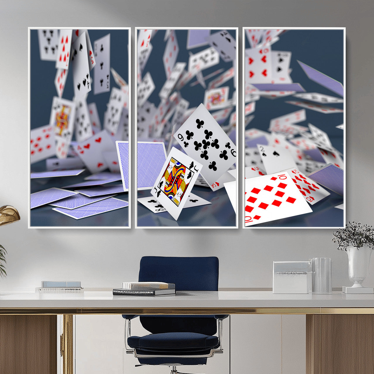 66392185-MGV-CV-36X24 - Playing Cards Canvas Wall Art | Casino Game Room Decor, Poker Decor Art