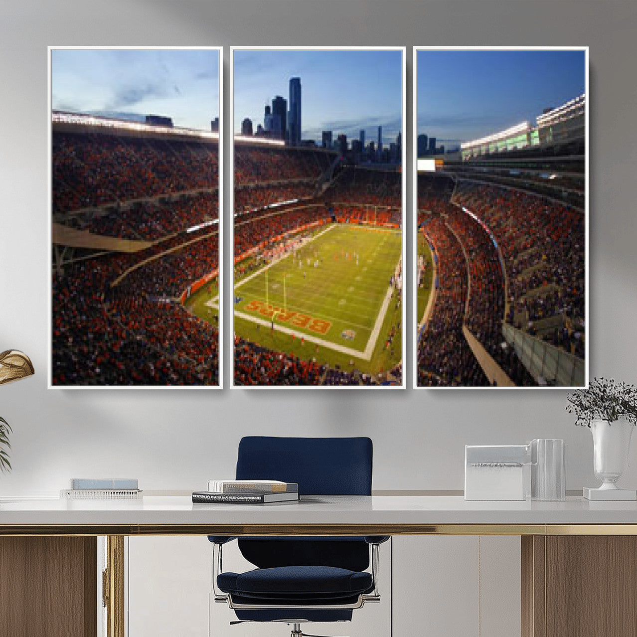 50691720-MGV-CV-36X24 - Chicago Bears Soldier Field Canvas Wall Art, NFL Stadium Panorama Print, Football Arena Photography for Sports Fans