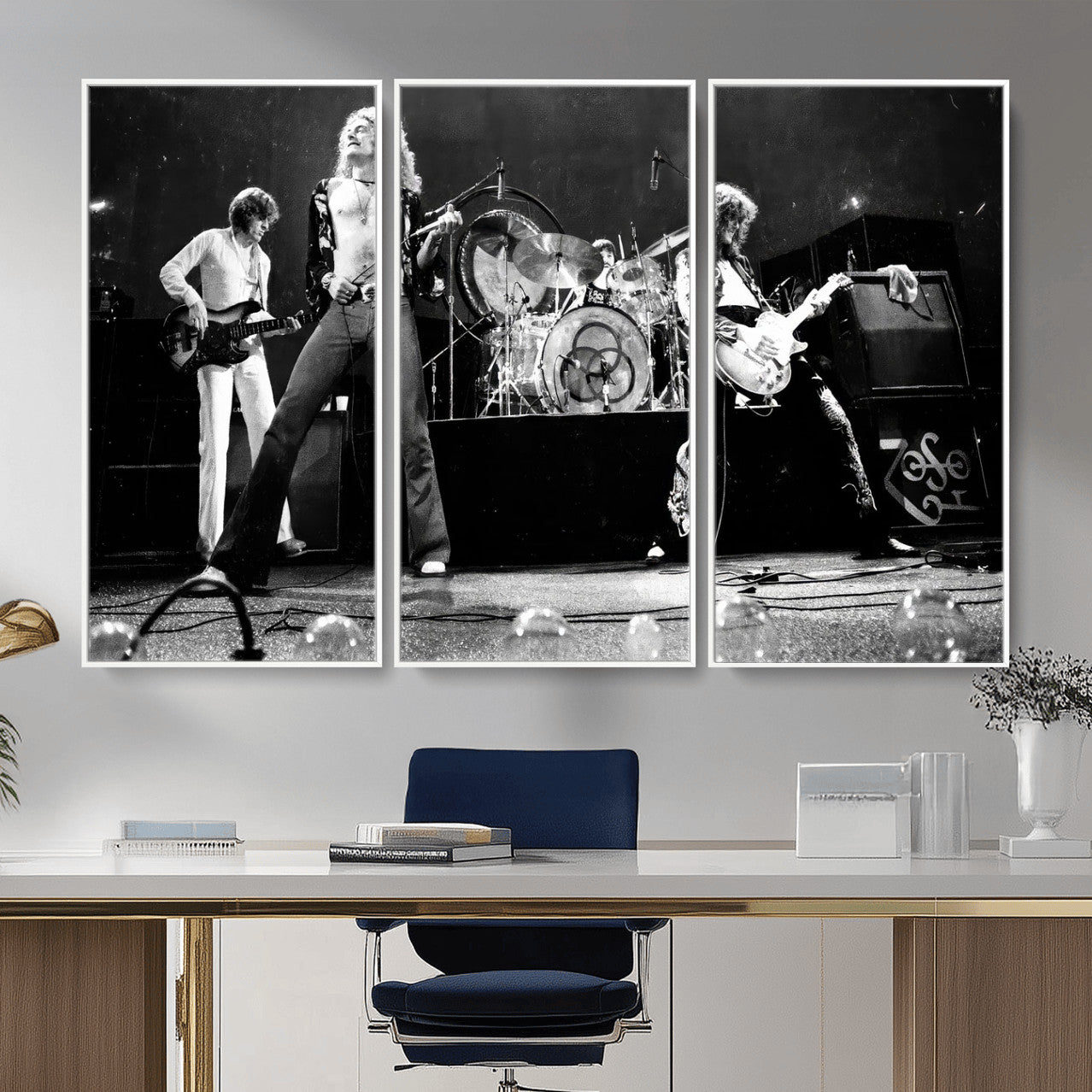 87313532-MGV-CV-36X24 - ed Zeppelin Live Concert Canvas Wall Art, Classic Rock Band Photography Print, Vintage Music Stage Performance Artwork