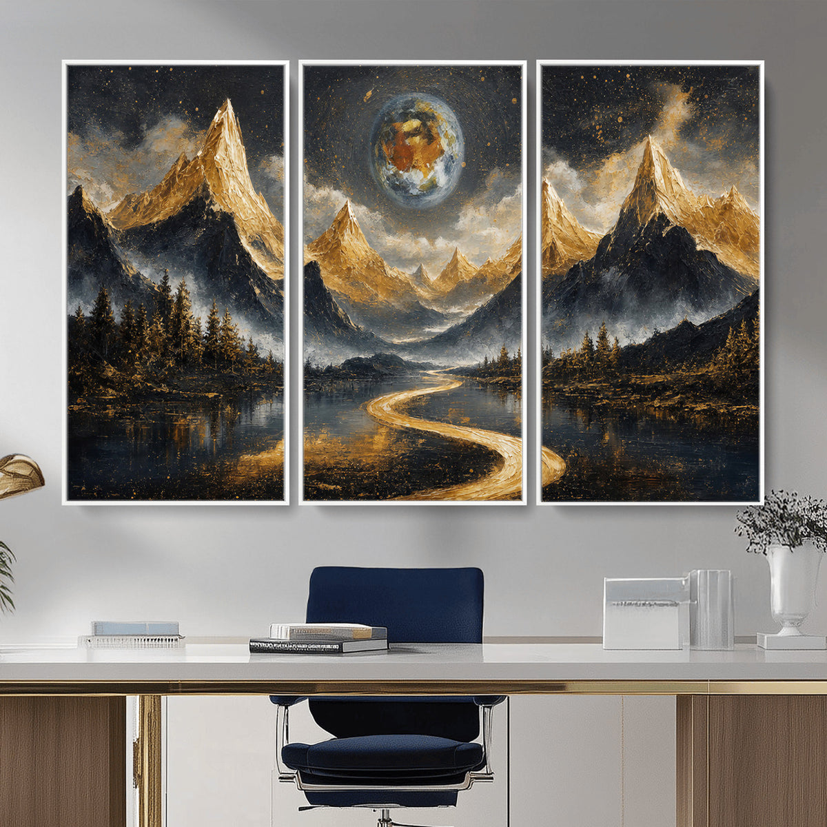 34202127-MGV-CV-36X24 - Abstract Mountain Wall Art Canvas Print Modern Landscape Painting Print