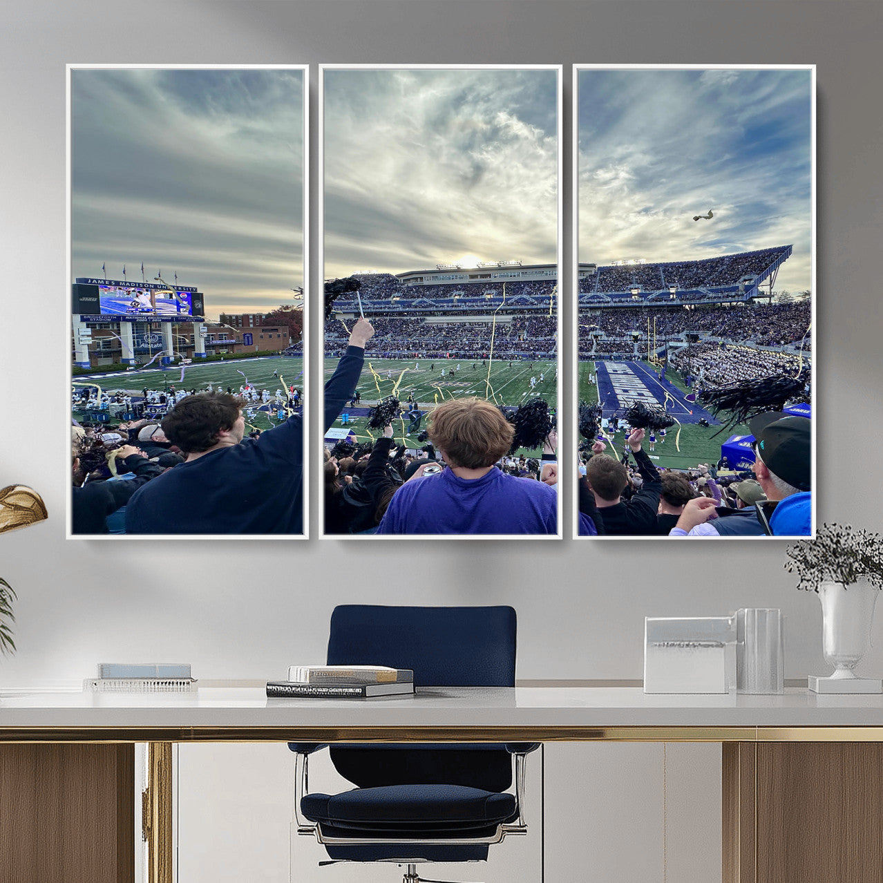 400867JMU-MGV-CV-36X24 - JMU Stadium Wall Art Canvas Print for Game Room Decor - James Madison University Stadium
