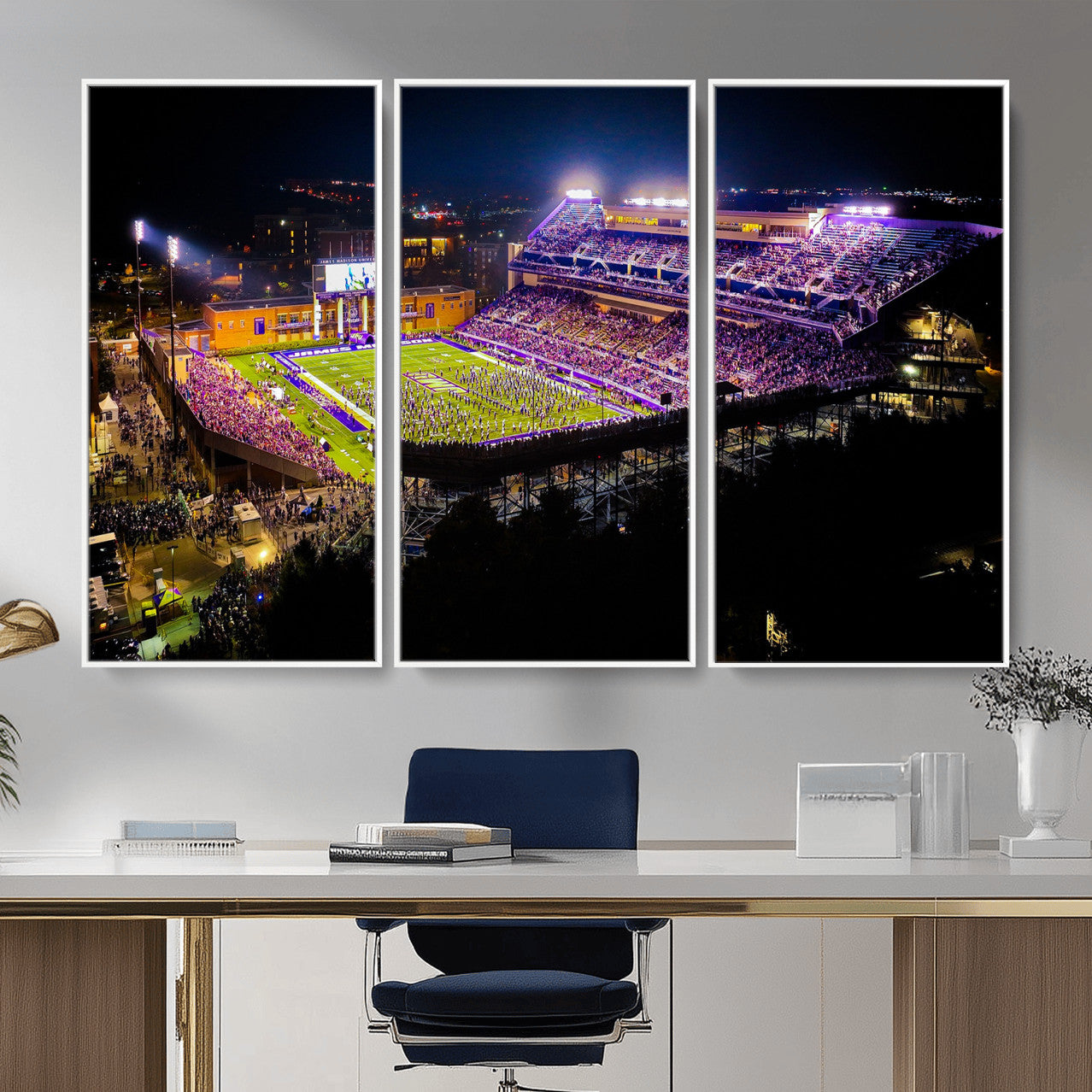 400867JMU2-MGV-CV-36X24 - JMU Stadium Wall Art Canvas Print for Game Room Decor - James Madison University Stadium