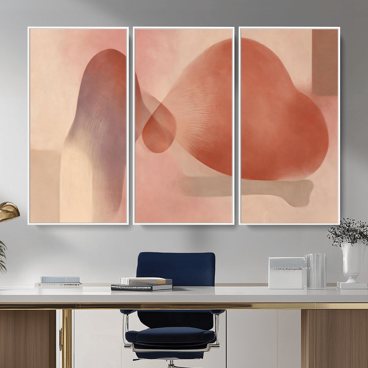 85110643-MGV-CV-36X24 - Vinna Begin Calin Biomorphic Abstract Wall Art Canvas Print, Terracotta Pink Organic Shapes Art Painting Print