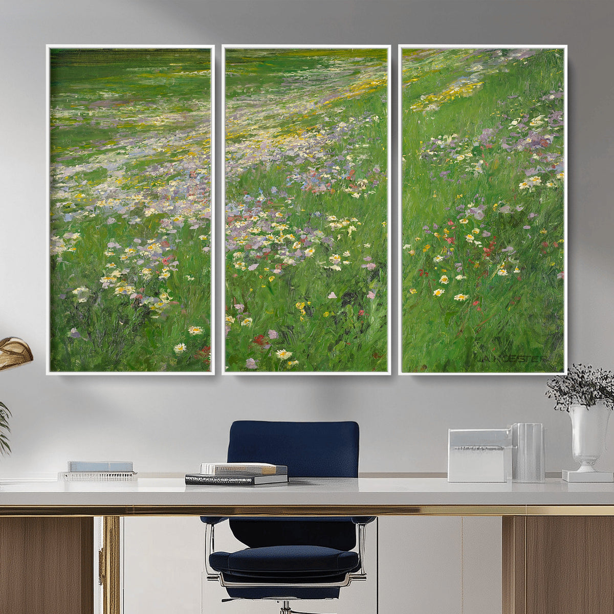 63535040-MGV-CV-36X24 - Alexander Koester Flower Meadow Canvas Wall Art, Vintage Landscape Print
