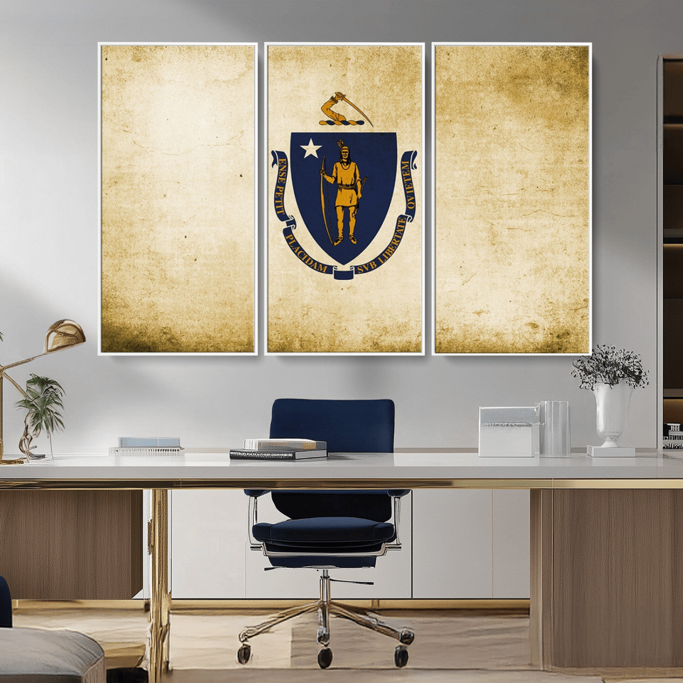 -Massachusetts Flag Wall Art Canvas Print