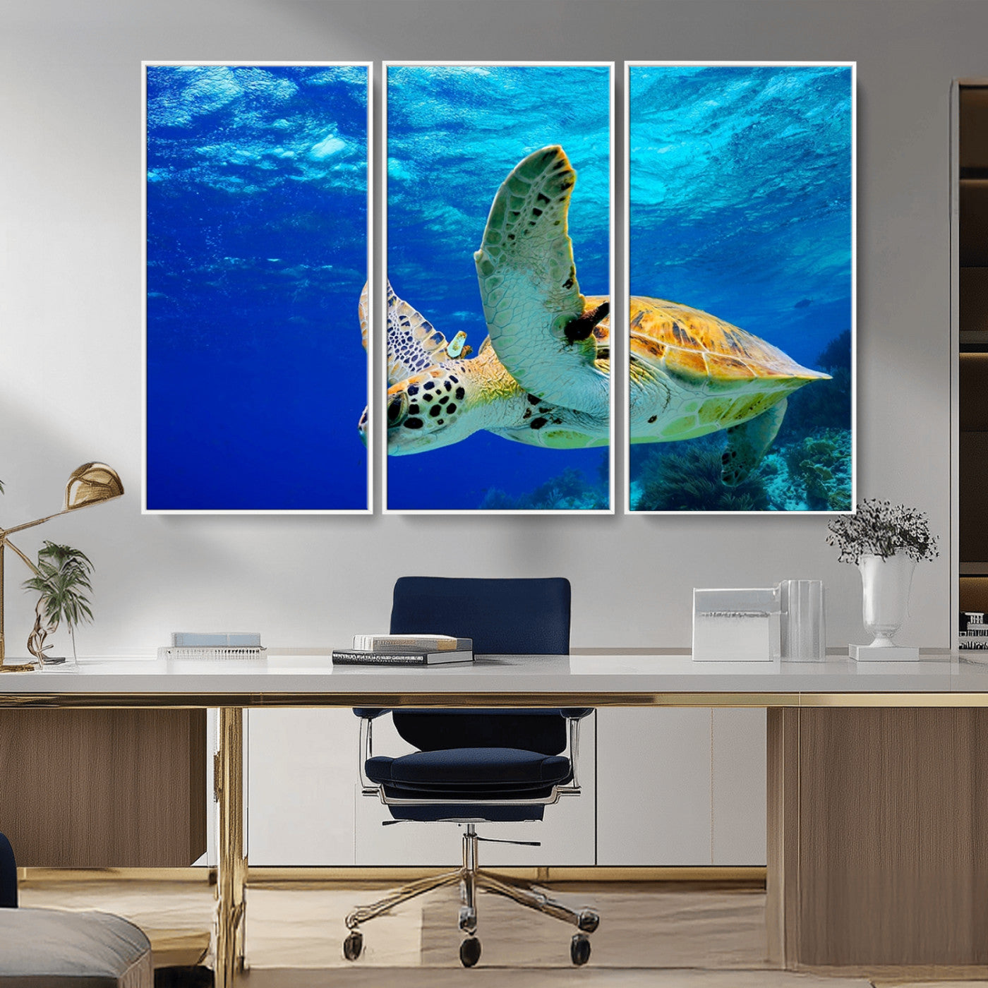 16292-MGV-CV-36X24-Sea Turtle Wall Art Canvas Print, Sea life in the Ocean Wall Art Printing