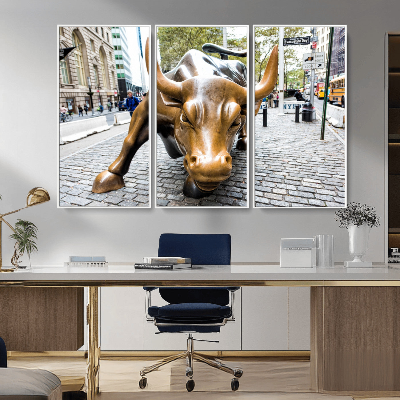 -Charging Bull Wall Art Canvas Print
