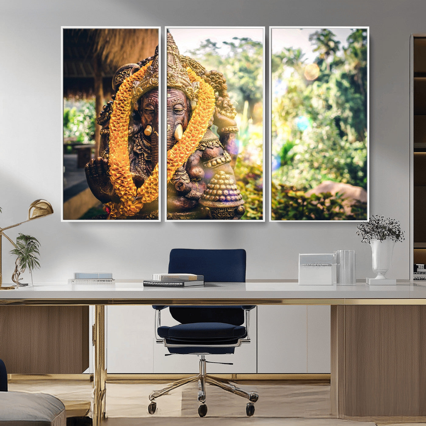 42278-MGV-FC-48X32-3P_White-Hinduism Statue Wall Art Canvas Print
