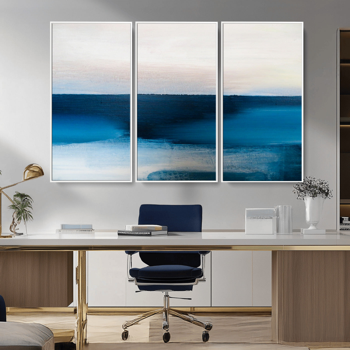 72452-MGV-CV-36X24-Dark Blue Abstract Wall Art Canvas Print