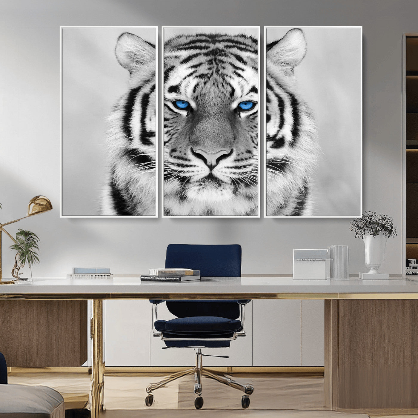 -Black and White Tiger Wall Art Animal Canvas Print