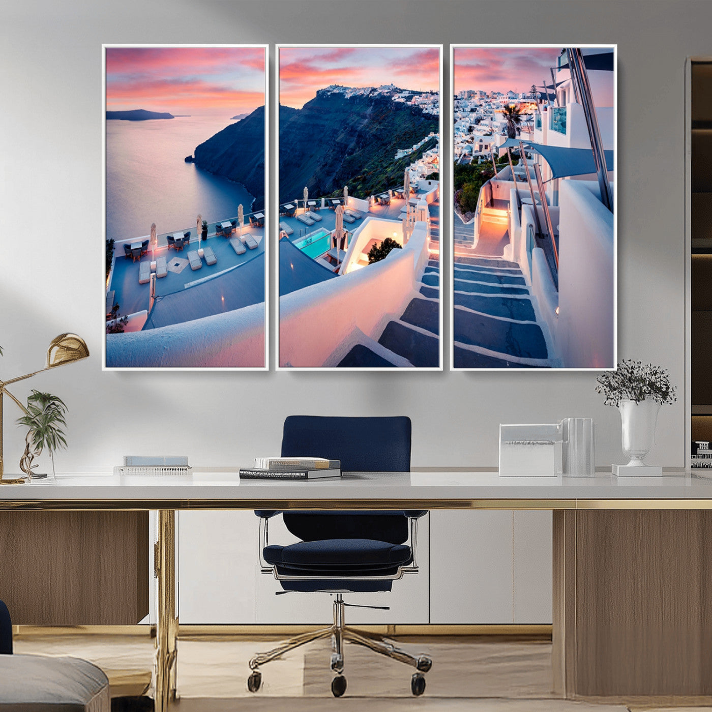 -Santorini Island Wall Art Canvas Print