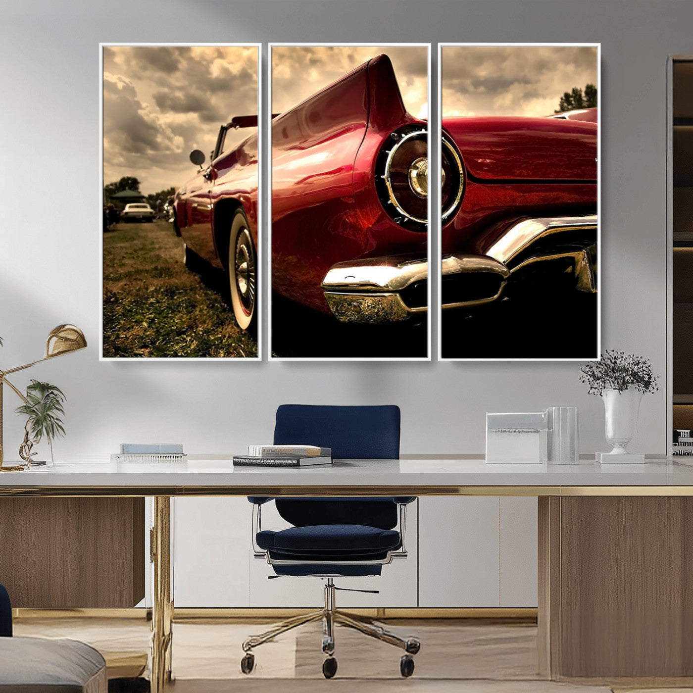 -Red Classic Car Wall Art Canvas Print