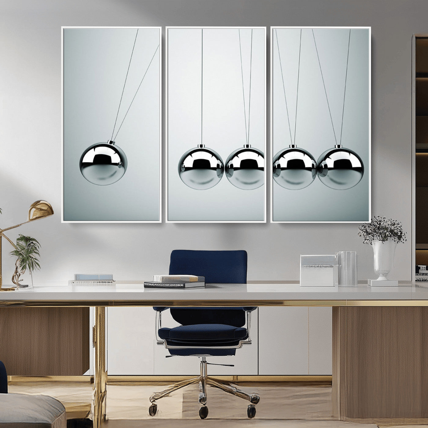 -Newton's Cradle Wall Art Canvas Print, Framed Newton Cradle Wall Art