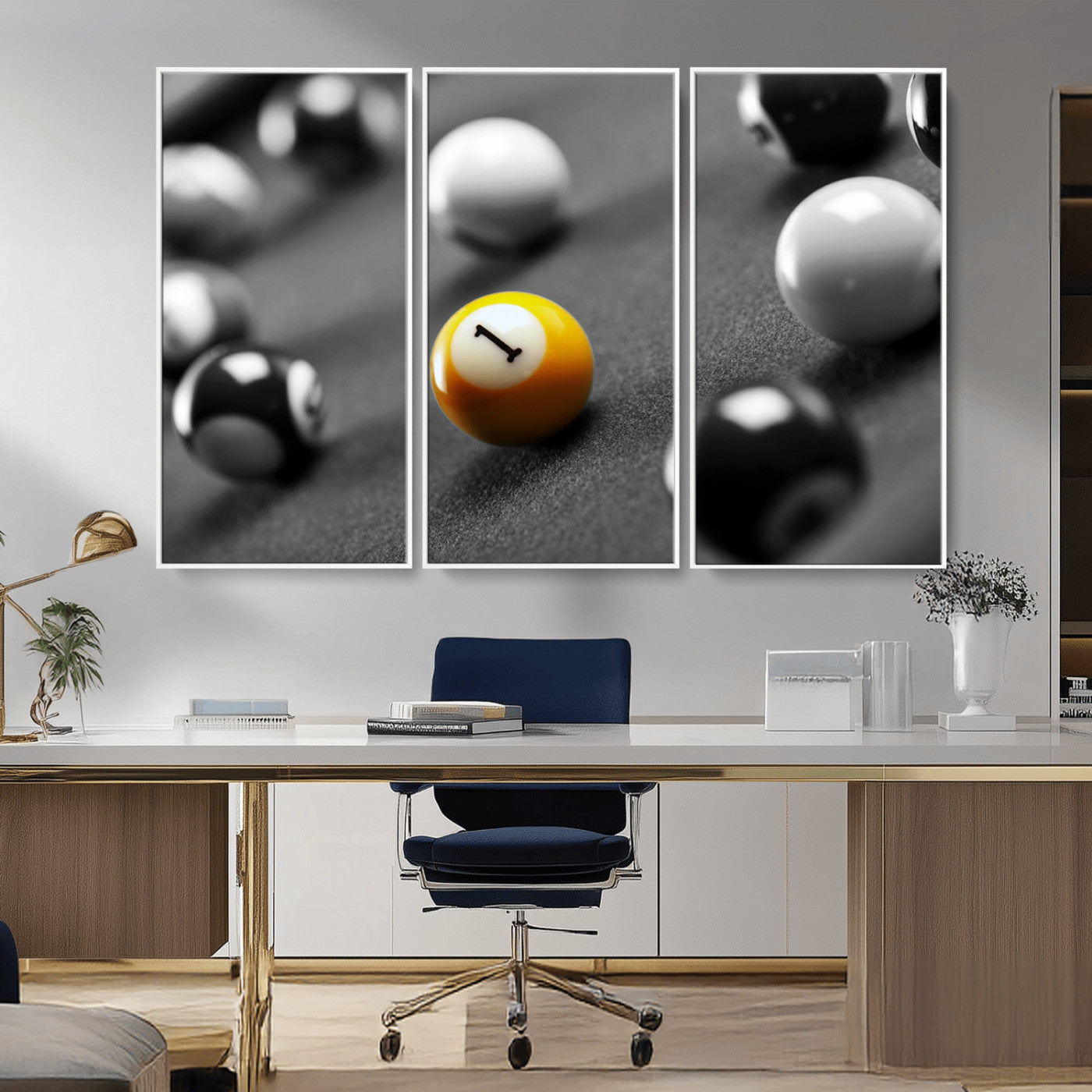 -Wall Art Pool Table and Balls Canvas Print