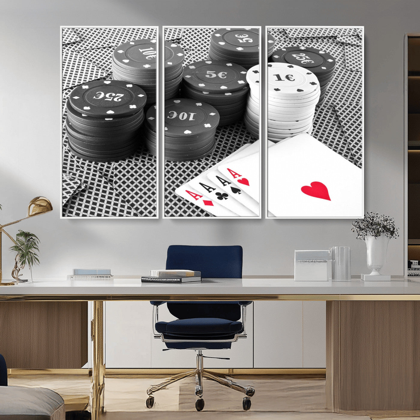 -Poker Game Cards Wall Art Canvas, Multi Panel Wall Art Canvas Print