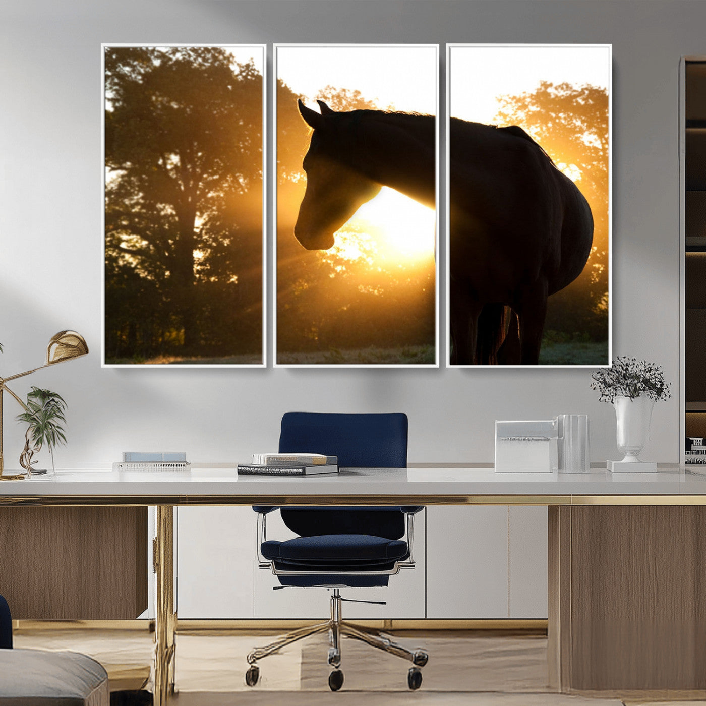 -Horse at Sunset Wall Art Animal Canvas Print