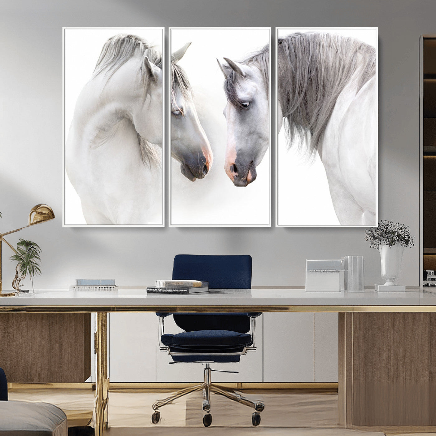 -White Horse Wall Art Animal Canvas Print