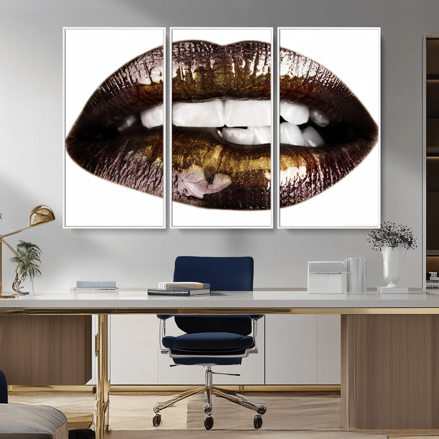-Close Up Lips Wall Art Canvas Print