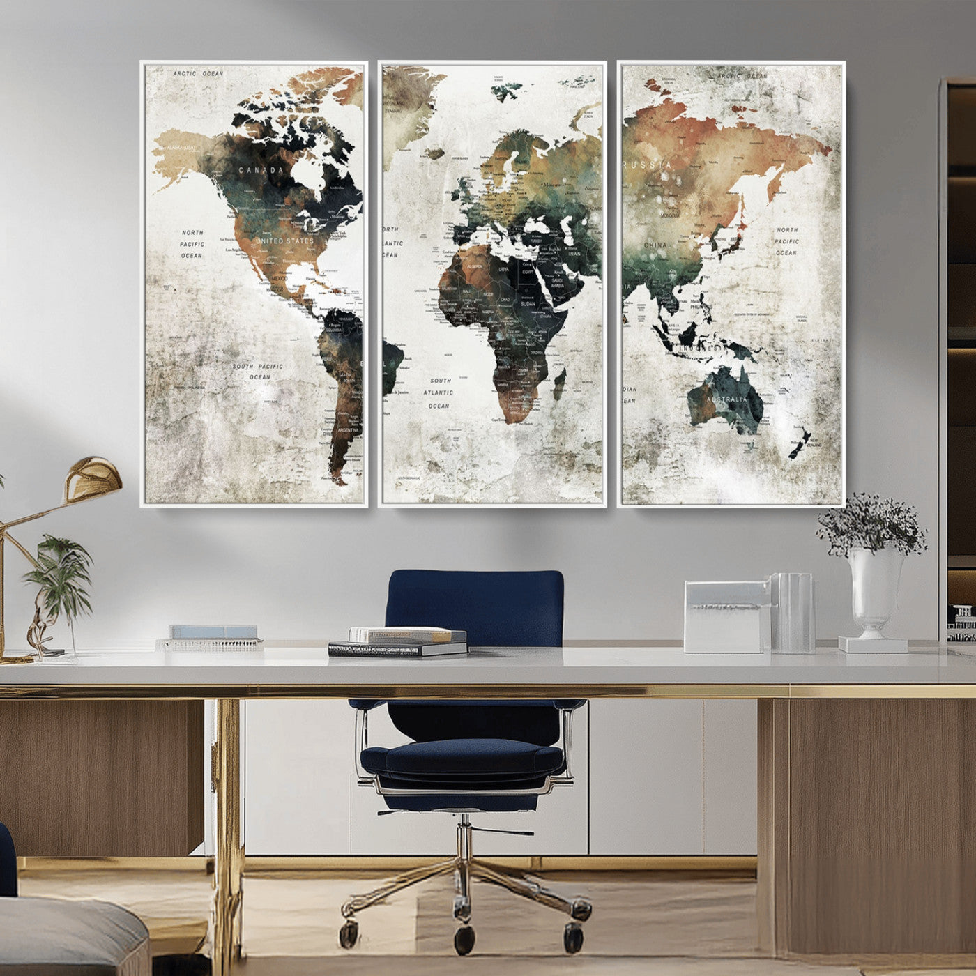 19444-MGV-FC-48X32-3P_White-Push Pin World Map Canvas Print – Travel Tracker Wall Art for Couples, Perfect Anniversary Gift for Home or Office Decor