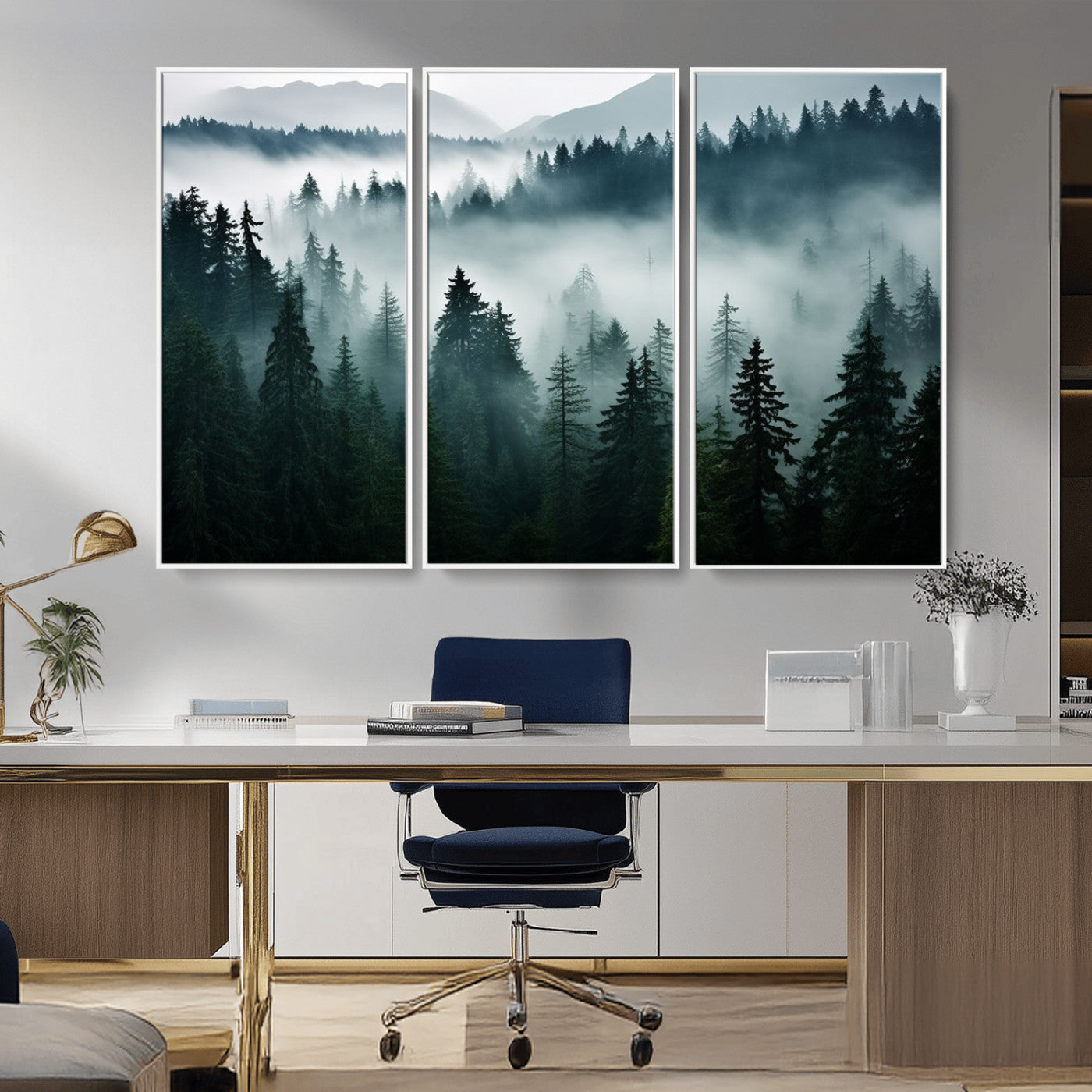 -Captivating Misty Forest Wall Art Canvas, Premium Canvas Print a Foggy and Serene Atmosphere