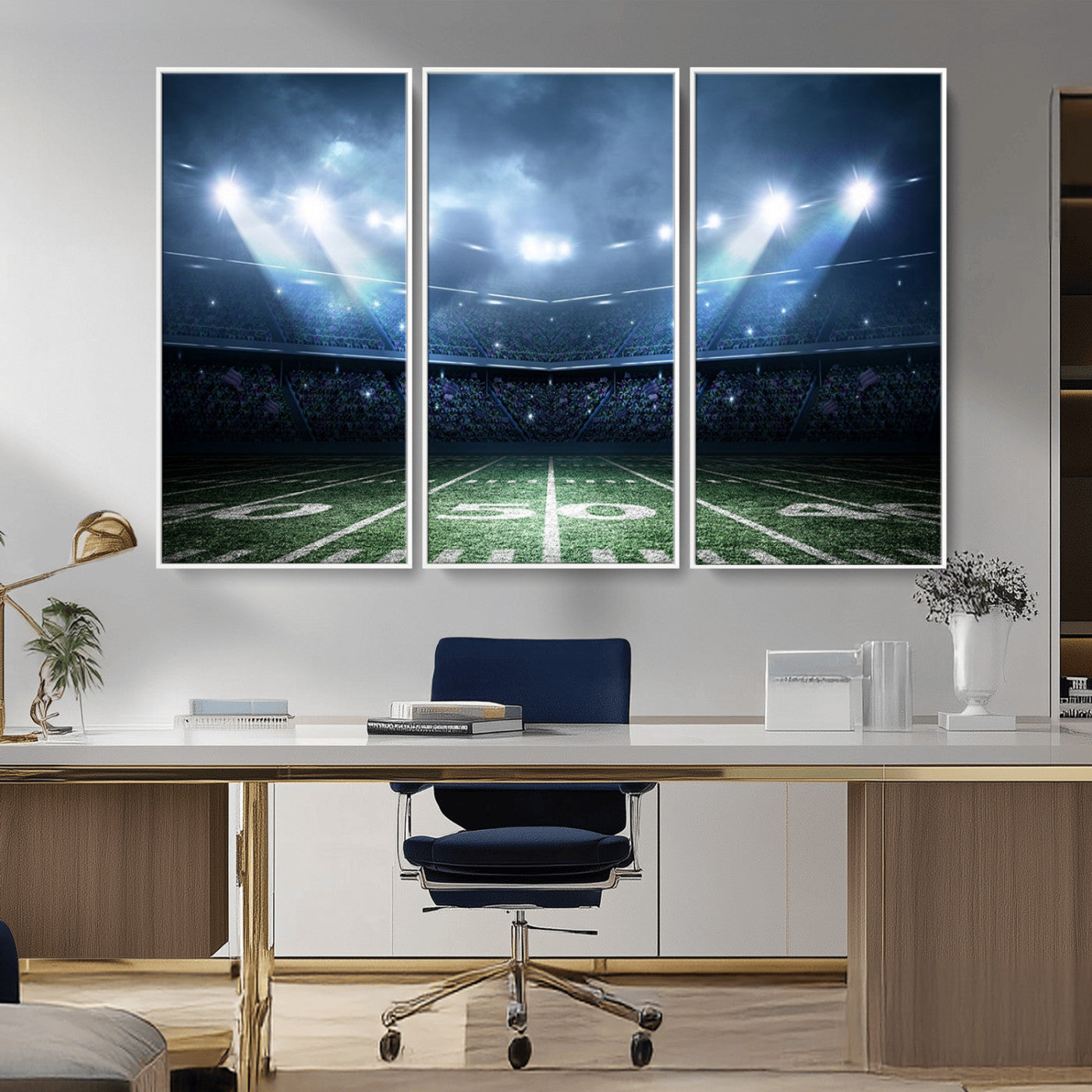74741-MGV-FC-48X32-3P_White-American Football Stadium Wall Art Canvas, American Football Stadium Canvas Print