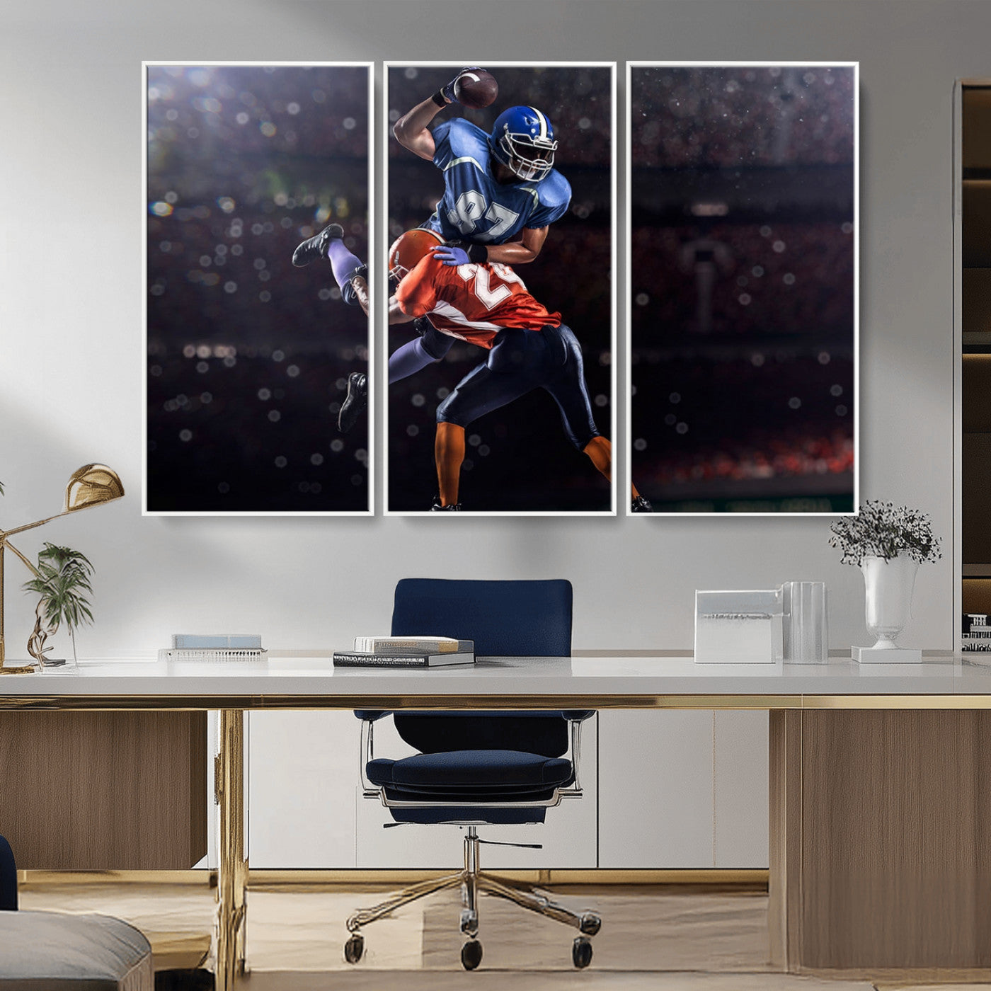 76491-MGV-CV-36X24-American Football Wall Art Canvas Print, Stadium Sport Wall Art Print