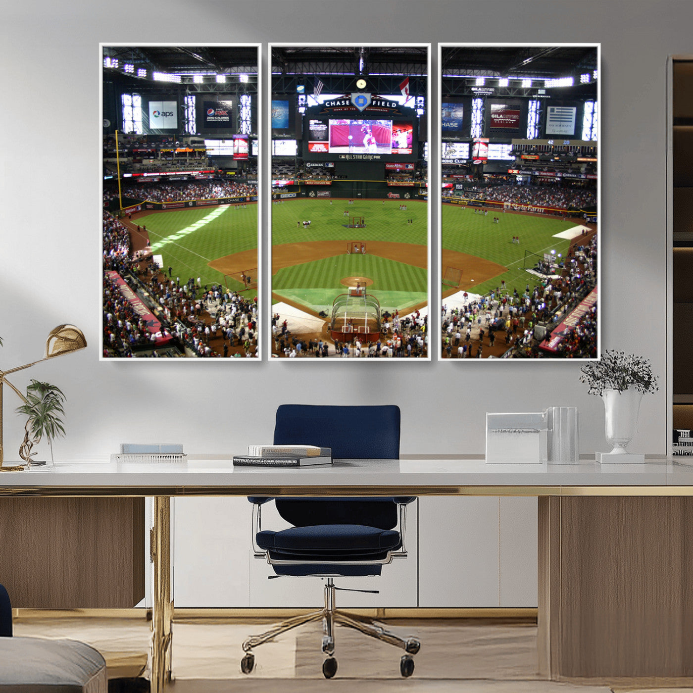 91630-MGV-CV-36X24-Arizona Diamondbacks Baseball Team Print - Phoenix Chase Field Baseball Stadium Wall Art Canvas