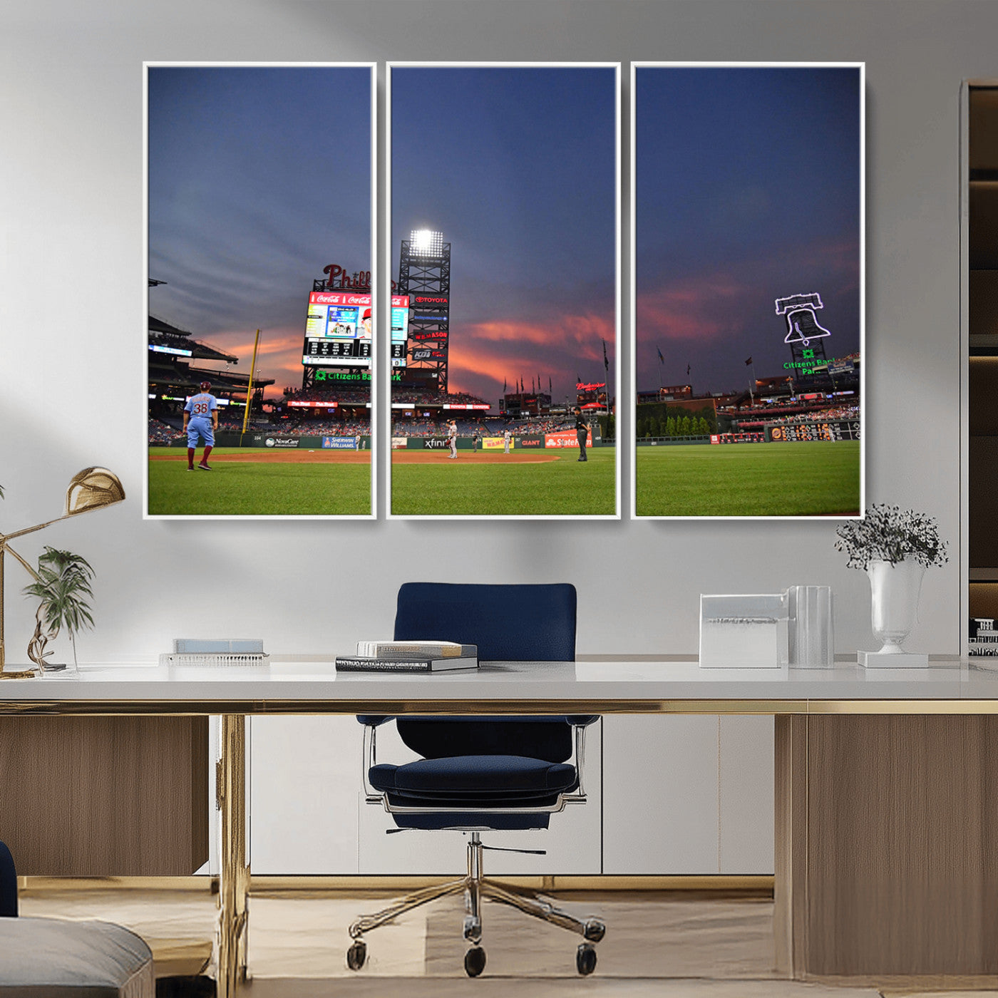 22594-MGV-CV-36X24-Philadelphia Phillies Baseball Print - Philadelphia Citizens Bank Park Stadium Wall Art, Phillies