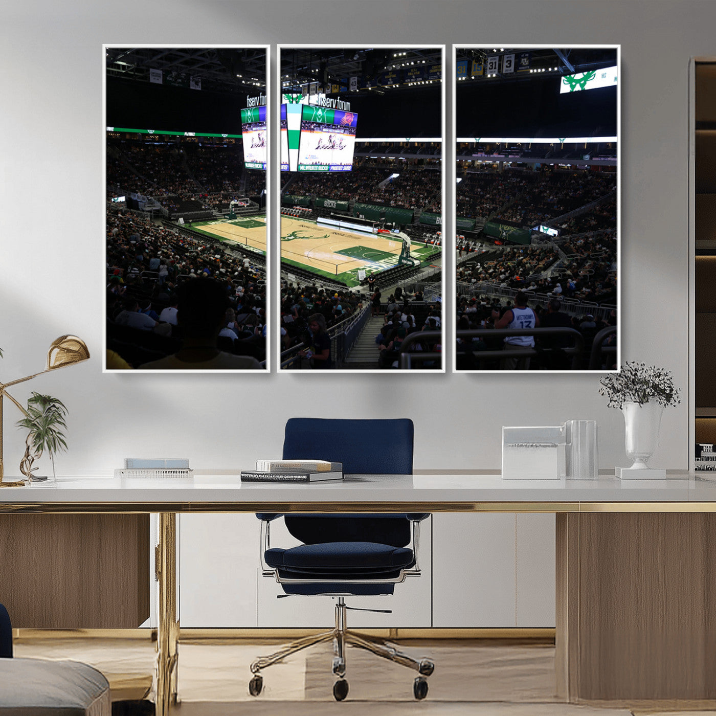 -Milwaukee Bucks Basketball Print - Fiserv Forum Stadium Wall Art Canvas Print