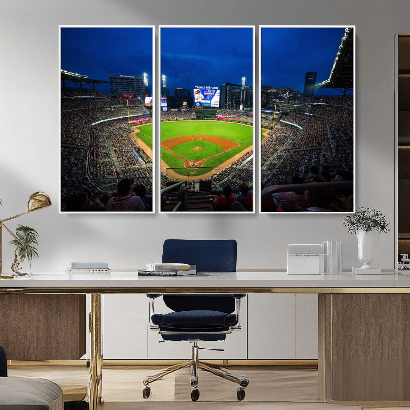 88590-MGV-CV-36X24-Truist Park Night Game Canvas Art - Atlanta Braves Stadium Wall Art Canvas