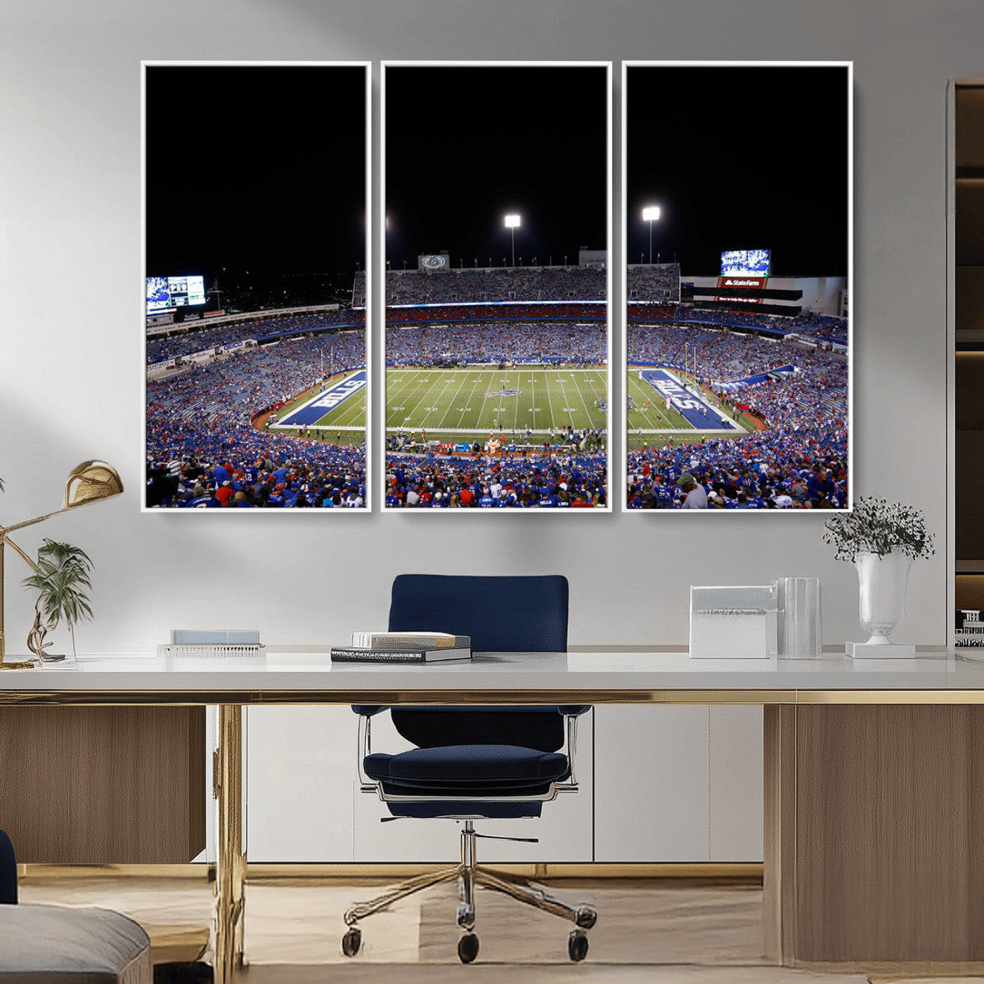 59036-MGV-FC-48X32-3P_White-Buffalo Bills Wall Art - Buffalo Bills Stadium Canvas Print, Perfect Sports Decor for Living Rooms,