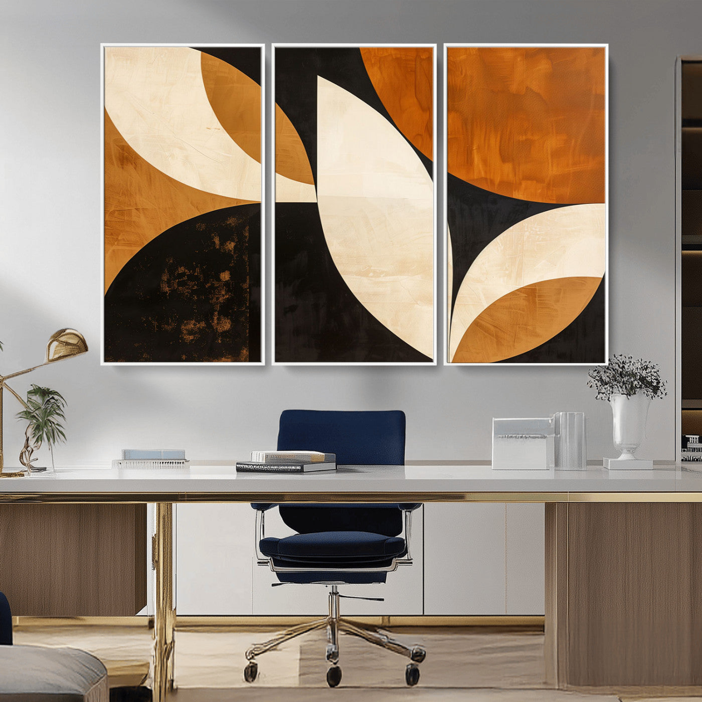 21251-MGV-CV-36X24-Geometric Abstract Wall Art Canvas Print, Mid Century Modern Wall Art Print